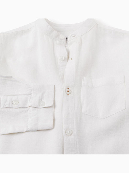 Kids Shirt Long Sleeve Linen White