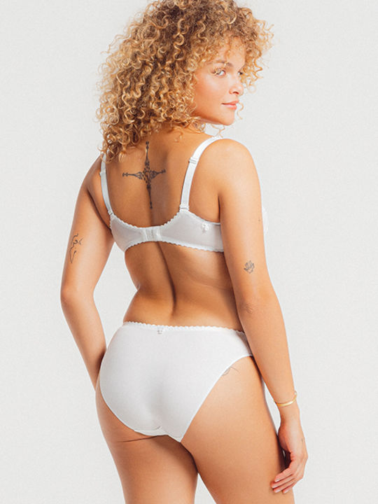 High-waisted Women's Slip with Lace White