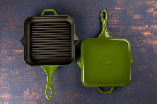 Hosse Solagio Cast Iron Grill Pan with Enamel Coating
