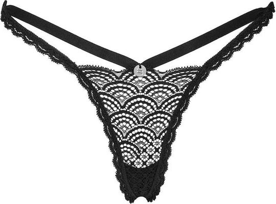 Obsessive Chemeris Γυναικείο Sexy String με Δαντέλα Μαύρο