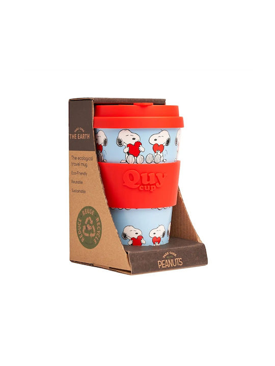 QuyCup Snoopy Love Mug Plastic with Lid Multicolored 400ml 1pcs