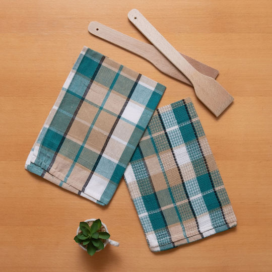 Viopros Tea Towel 100% Cotton Green Colour 40x60cm 2 Pieces