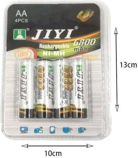 Jiyi Презареждащи батерии AA Ni-MH 6800mAh 1.2V 4бр
