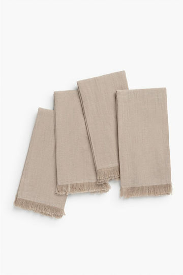 Calma House Layer Towel from 100% Cotton in Beige Color 45x45cm 4pcs Calma House Layer Towel from 100% Cotton in Beige Color 45x45cm 4pcs