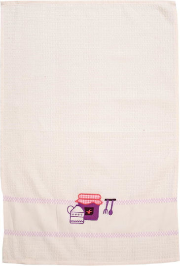 Viopros Tea Towel 100% Cotton Ecru Purple 45x65cm 2 Pieces