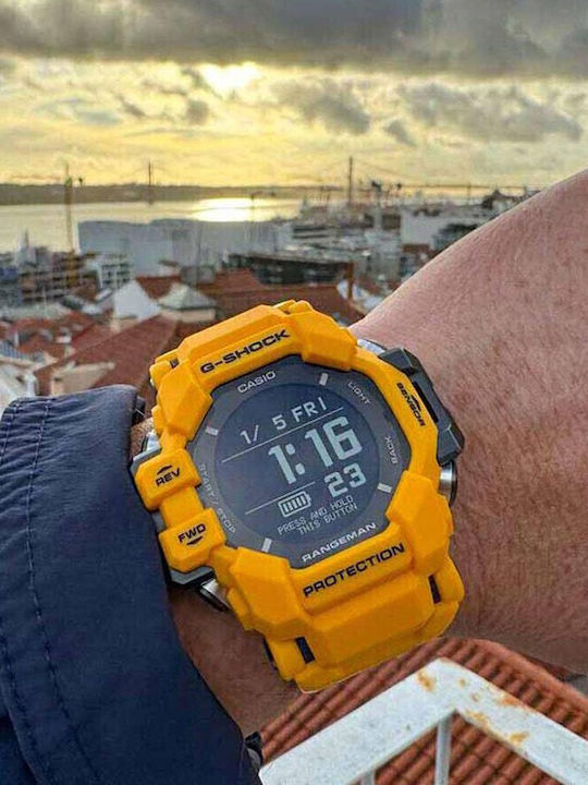 Casio G-shock Ceas Digital Pentru Bărbați 53.2mm Cronograf Cu Baterie Și Curea Din Cauciuc Galbenă