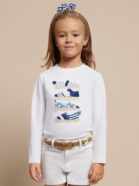 Mayoral Kids Blouse Long Sleeve White-dark blue