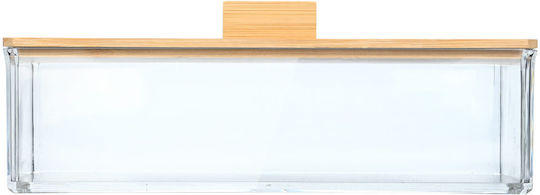 Cutie De Depozitare Și Organizare Din Bambus Dreptunghiulară 23.3x9.4x8.8cm Cu Capac