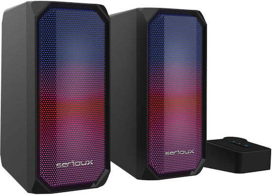 Serioux Kyro X522 Ηχεία Υπολογιστή 2.0 με RGB Φωτισμό και Bluetooth Ισχύος 6W Μαύρα