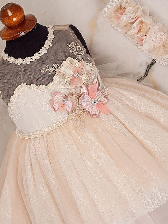 Picolo Bambino Pink Baptism Clothes Set with Hair Accessories and Dress 2 Pieces