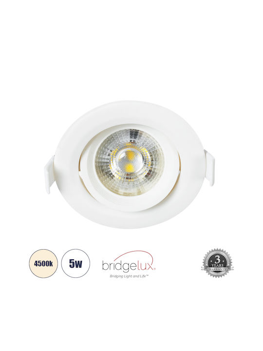 GloboStar Rotund Metalic Spot Încorporat cu LED Integrat și Lumină Alb Natural Alb 9x9cm.