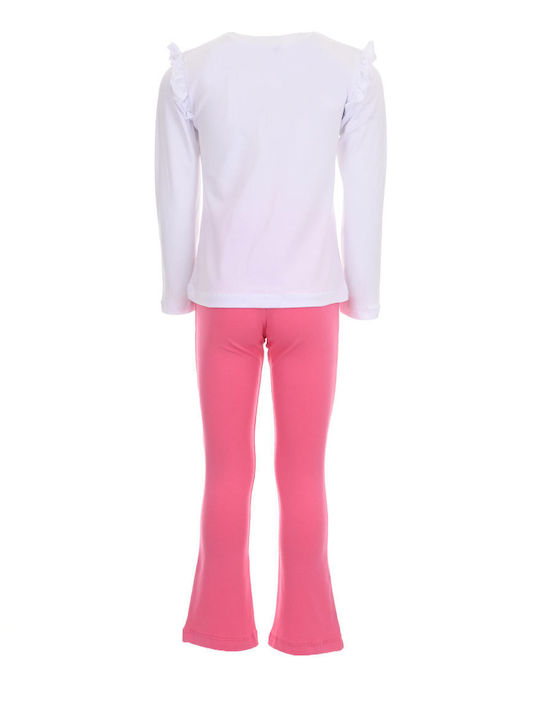 Nek Kids Wear Kids Set with Leggings 2pcs White-fuchsia