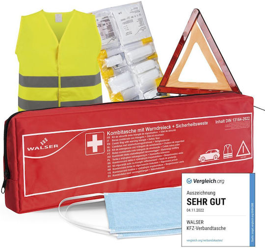 Walser Car Emergency Kit with Pharmacy Warning Triangle and Gloves