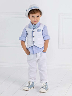 Designer's Cat Boys Baptism Suit with Vest 6pcs White