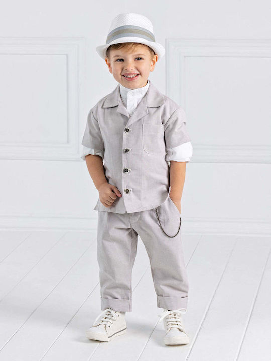 Designer's Cat Βαπτιστικό Κοστούμι για Αγόρι Μπεζ 6τμχ