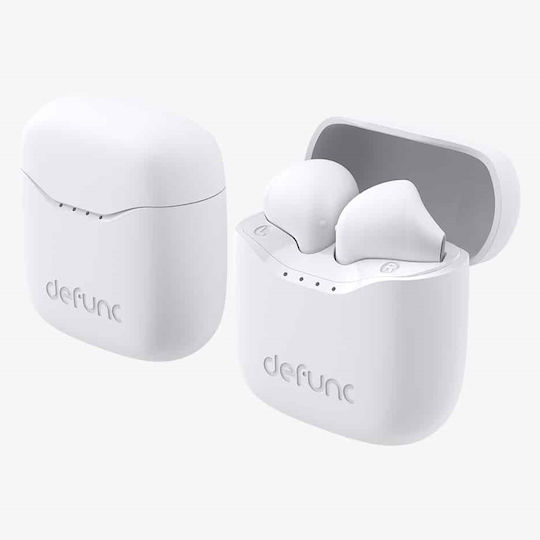 Defunc True Lite Earbud Bluetooth Handsfree Ακουστικά με Αντοχή στον Ιδρώτα και Θήκη Φόρτισης Λευκά