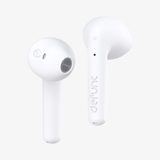Defunc True Lite Earbud Bluetooth Handsfree Ακουστικά με Αντοχή στον Ιδρώτα και Θήκη Φόρτισης Λευκά
