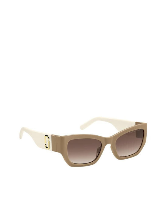 Marc Jacobs Women's Sunglasses with Beige Plastic Frame and Brown Gradient Lens MARC 723/S 10A/HA