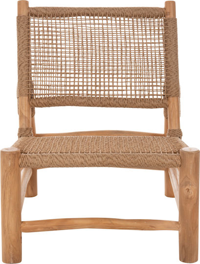 Fotoliu De Exterior Din Lemn Rattan Natural Și Sintetic 63x77x77cm