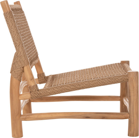 Fotoliu De Exterior Din Lemn Rattan Natural Și Sintetic 63x77x77cm