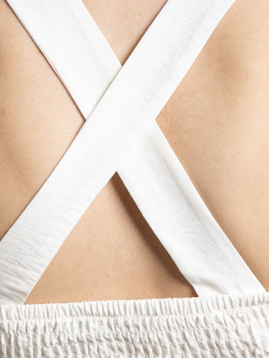 Γυναικείο Καλοκαιρινό Crop Top Αμάνικο Εκρού