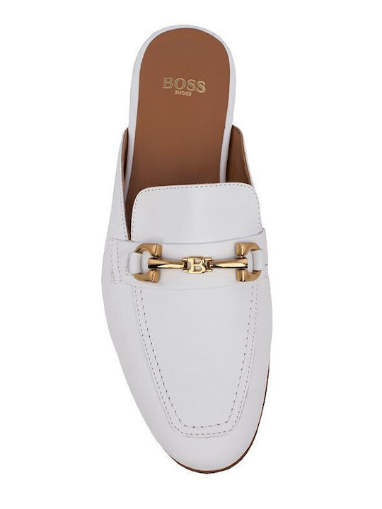 Flat Δερμάτινα Mules σε Λευκό Χρώμα