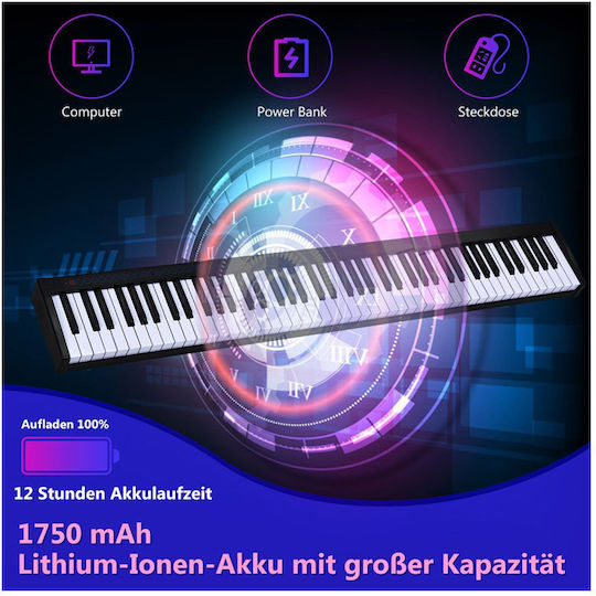 Costway Keyboard MU10098DE-DK with 88 Dynamic Keys with Headphones Black