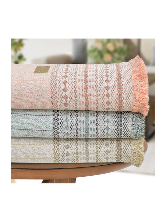 Lino Home Bohho Sofa Throw 2 Seater Chenille 180x250 cm Salmon