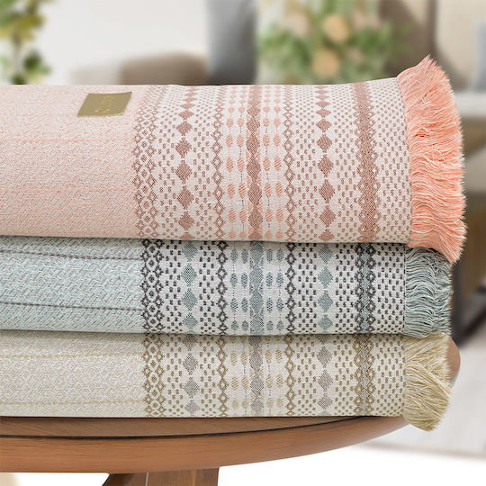 Lino Home Bohho Dreisitzer-Sofa Wurf Chenille 180x300cm Salmon Herstellerfarbe