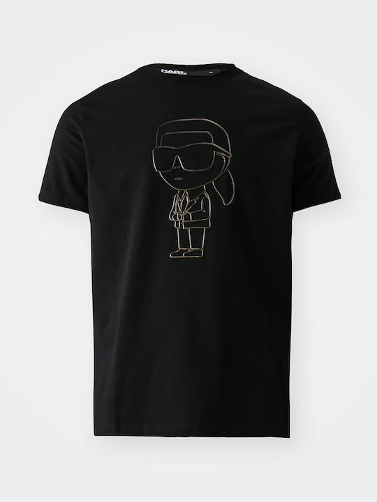 Karl Lagerfeld T-shirt Bărbătesc cu Mânecă Scurtă BLACK