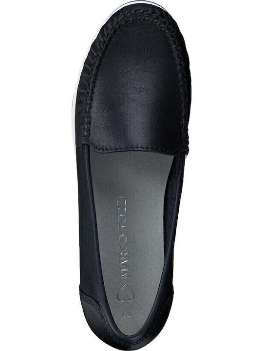 Leder Damen Mokassins in Marineblau Farbe