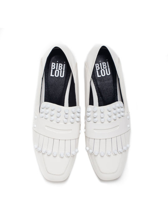 Bibi Lou Leather Women's Loafers in White Color