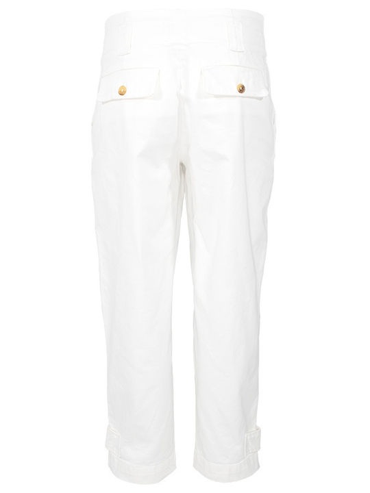 Pinko Women's High-waisted Fabric Trousers in Straight Line White