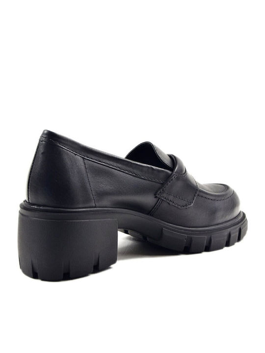 Leder Pumps mit mittelhohem Absatz Schwarz