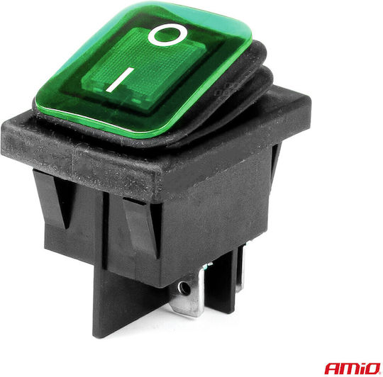 AMiO Διακόπτης On/Off Αυτοκινήτου 12V-24V Πράσινο