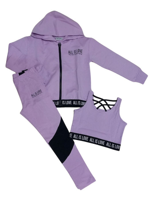 Kinder-Set mit Leggings Winter 3Stück Lilac
