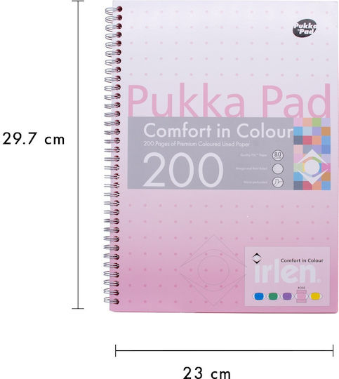 Pukka Pad Σπιράλ Τετράδιο Ριγέ Α4 200 Φύλλων Ροζ