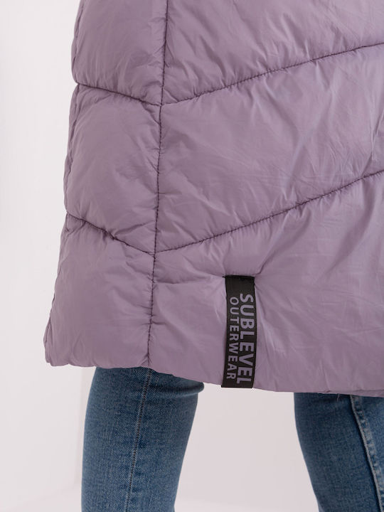 Sublevel Lang Damen Ärmellos Puffer Jacke für Winter Lila