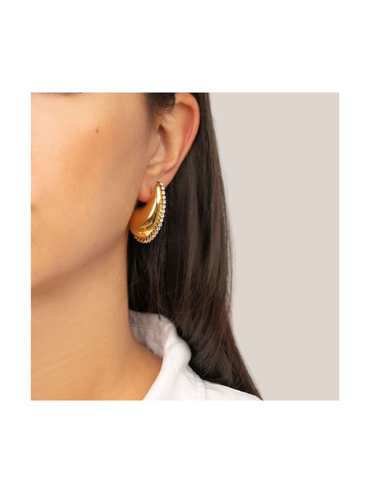 Excite-Fashion Earrings made of Steel Gold Plated with Stones