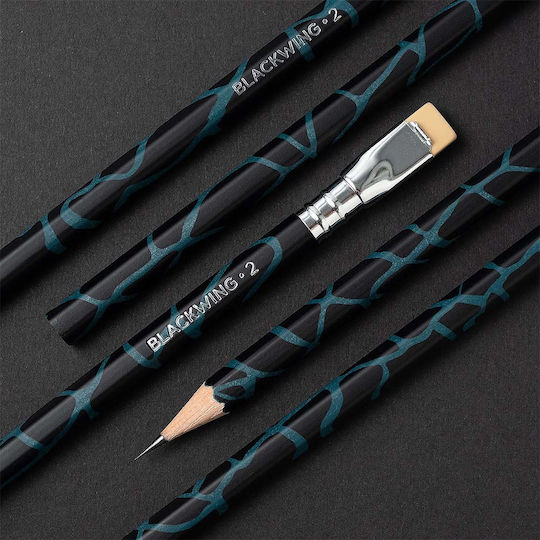 Blackwing Σετ 12 Μολύβια Σκληρά με Γόμα Μαύρα