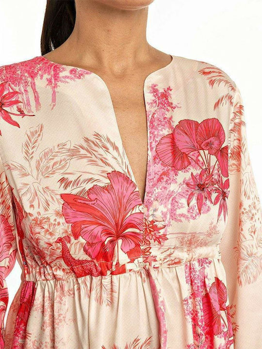 Καλοκαιρινό Mini Βραδινό Φόρεμα Σατέν Floral