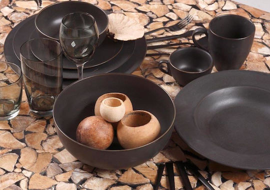 Cryspo Trio Nero Matt Σαλατιέρα από Πορσελάνη Μαύρη 23x23cm