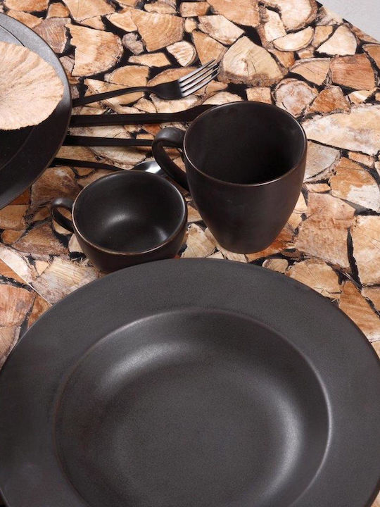 Cryspo Trio Nero Matt Porcelain Salad Bowl Black 23x23cm