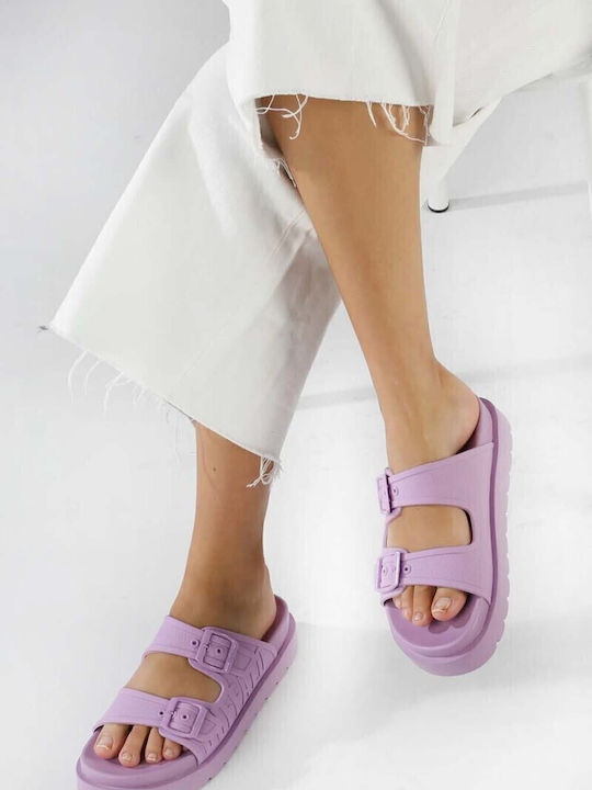 Women's Flat Sandals in Purple Color