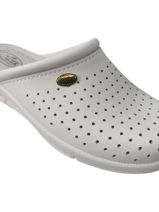 Max Relax Women's Leather Clogs White