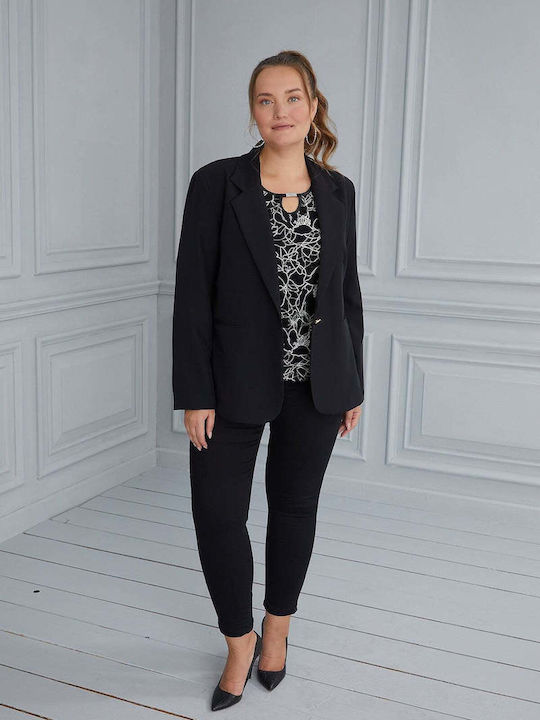 Bubble Chic Blazer pentru femei Sacou Negru