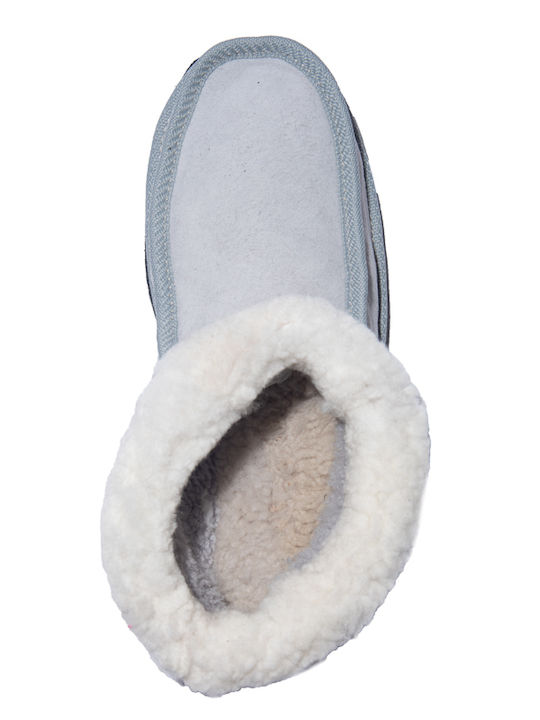 Men's Leather Printed Slippers Gray
