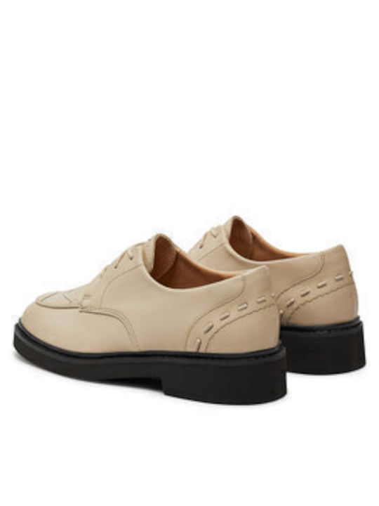 Women's Leather Oxford Shoes Beige