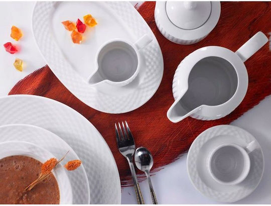 Cryspo Trio Polo Tea Set with Cup Porcelain White 15pcs