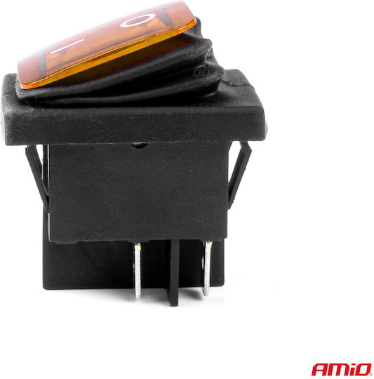 AMiO Διακόπτης On/Off Αυτοκινήτου 12V-24V Universal Κίτρινο